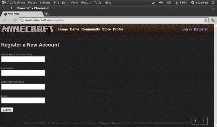 jak zarejestrować się w Minecrafcie
